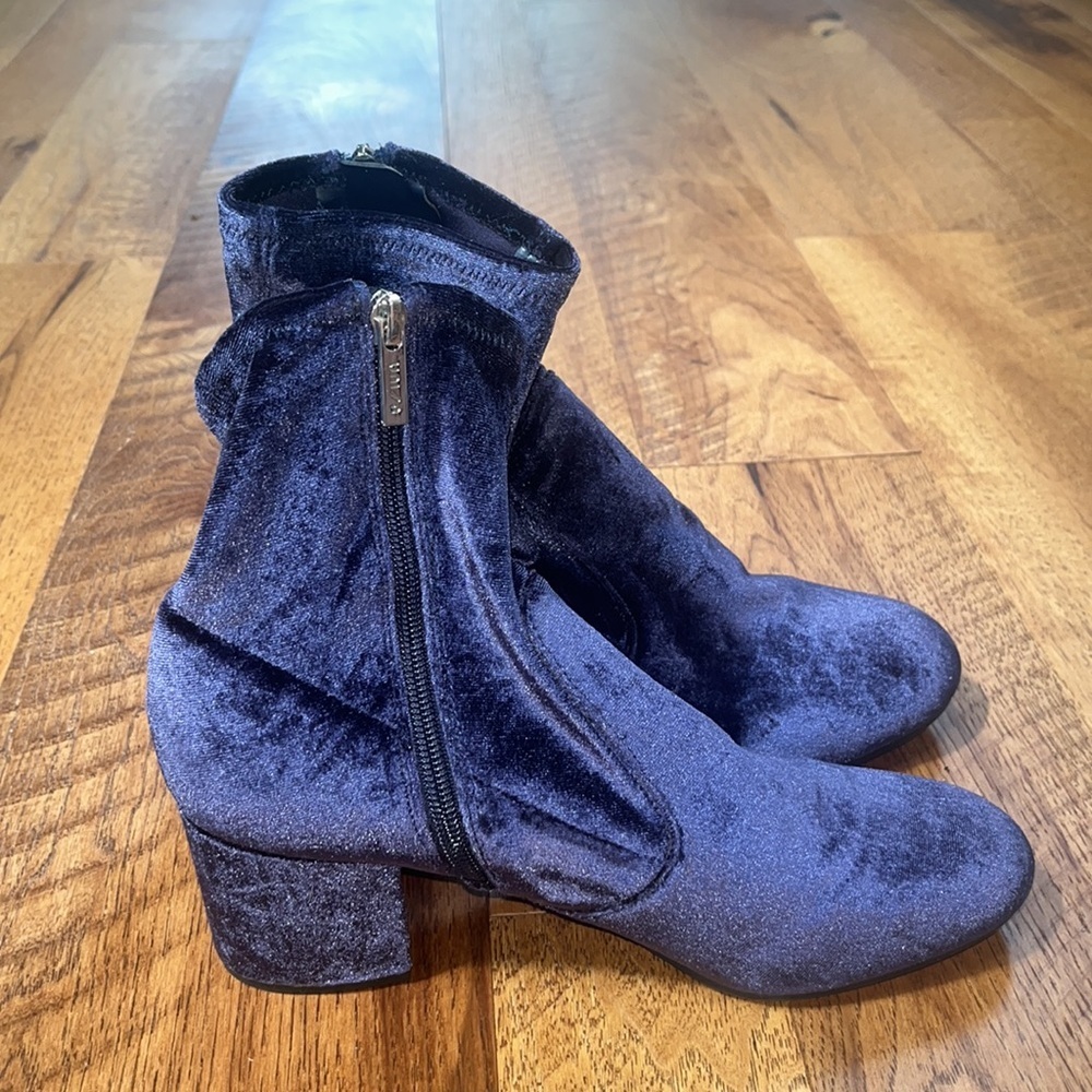 Unisa Velvet Ankle Boots in Deep Navy - Picture 4 of 6